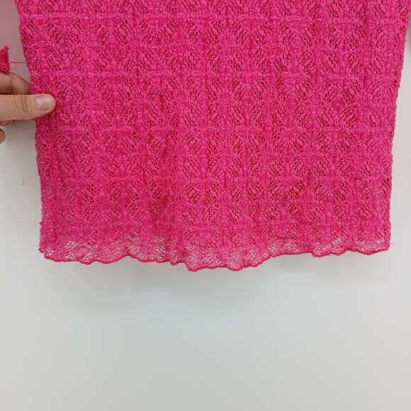 True Y2K Britney Black Pink Sheer Lace 3/4 Sleeve Top Petite SM Coquette Fairy - Picture 3 of 9